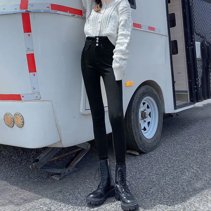 Women Slim Fit Skinny Jeans 2025 Winter Warm - Image 3