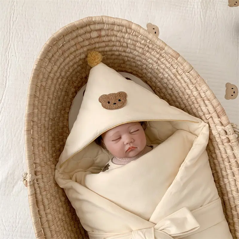 Newborn Baby Cotton Cushion Blanket Beige Bow - Image 9