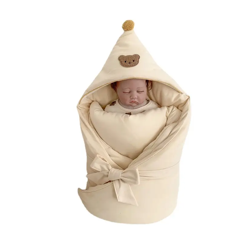Newborn Baby Cotton Cushion Blanket Beige Bow - Image 10