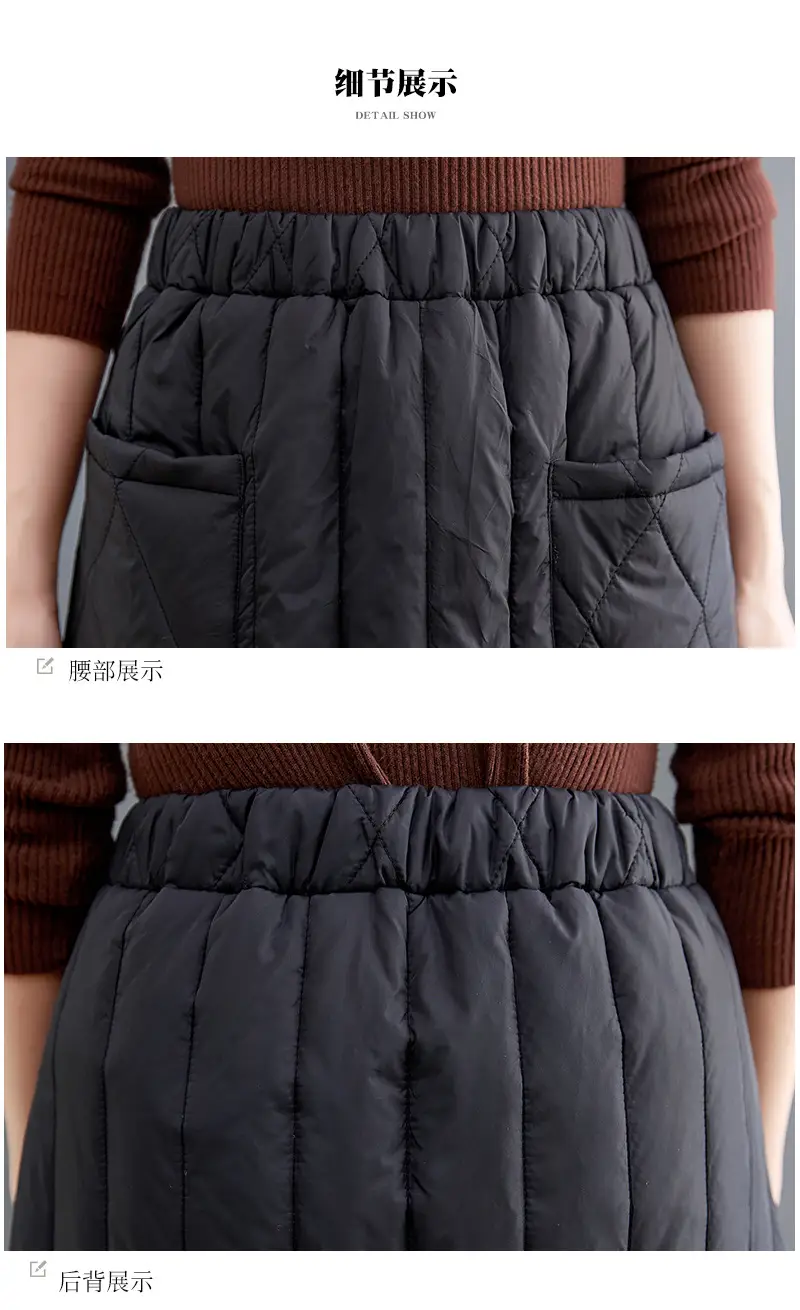 Autumn Winter Warm Solid Skirt Elastic Waist Large Pocket — feature 16