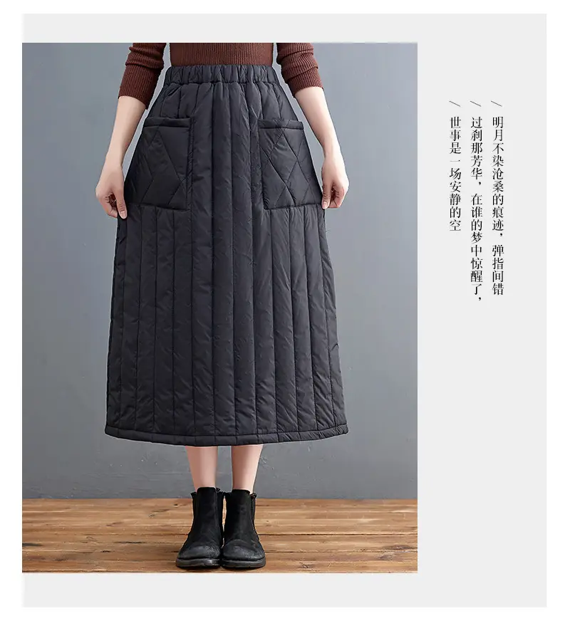 Autumn Winter Warm Solid Skirt Elastic Waist Large Pocket — feature 9