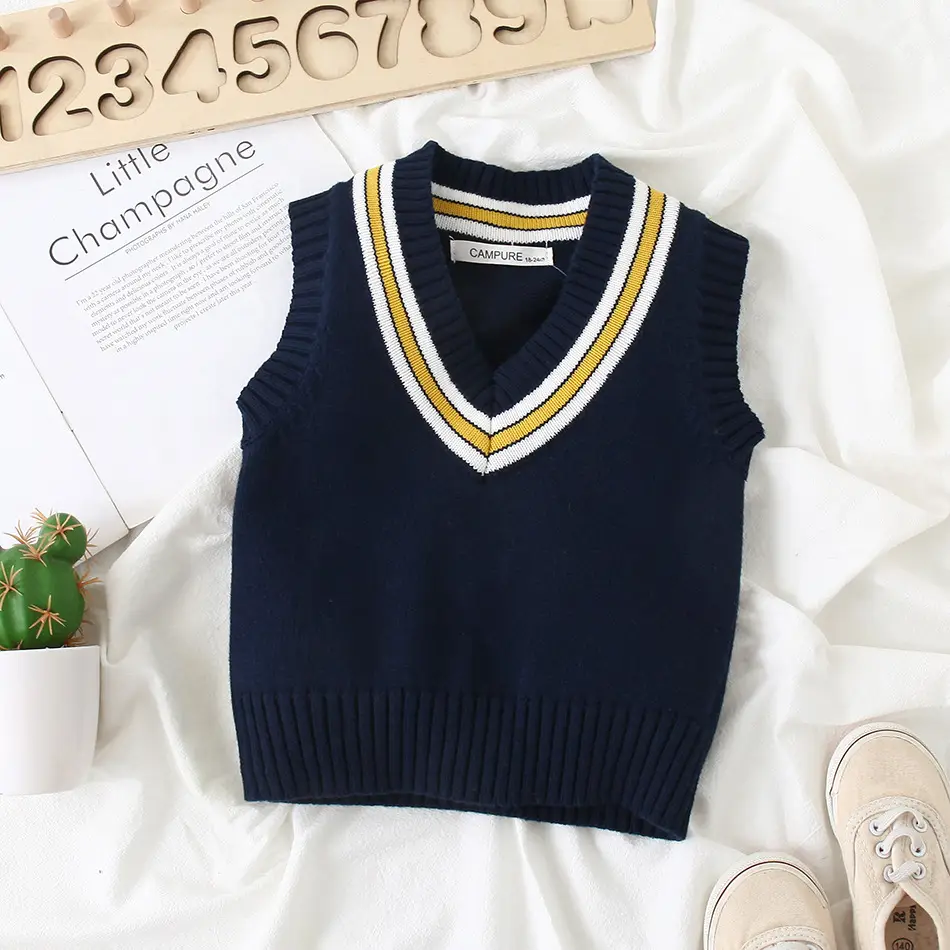 Korean V-Collar Knitted Waistcoat Pullover for Kids 2022 - Image 6