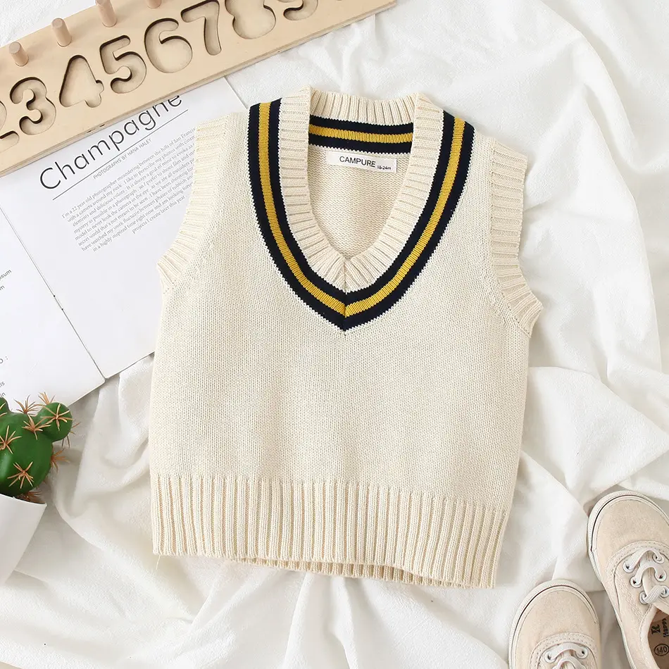 Korean V-Collar Knitted Waistcoat Pullover for Kids 2022 - Image 7