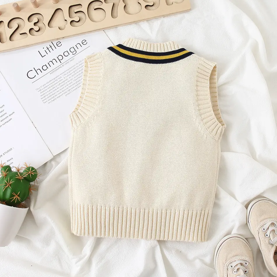Korean V-Collar Knitted Waistcoat Pullover for Kids 2022 - Image 8