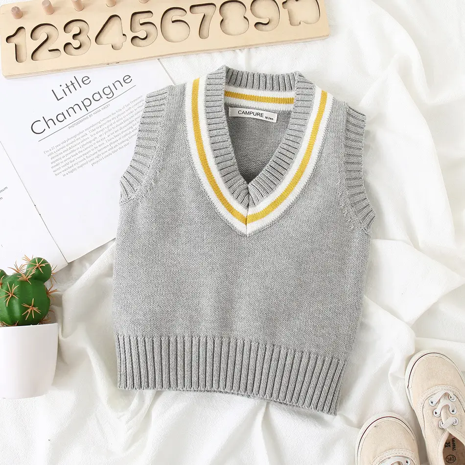 Korean V-Collar Knitted Waistcoat Pullover for Kids 2022 - Image 2