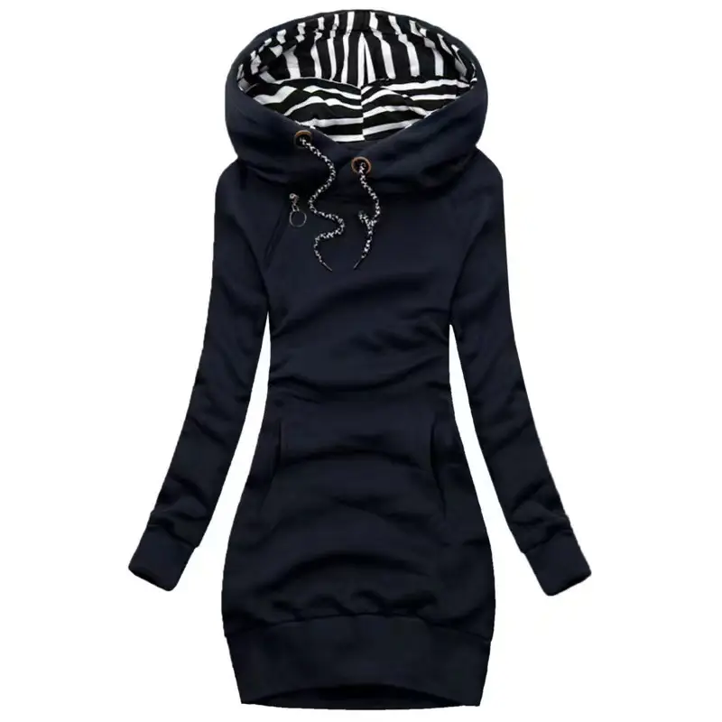 Women's Olive Green Hooded Sweatshirt Set Slim Fit Casual Winter Wear - Image 4