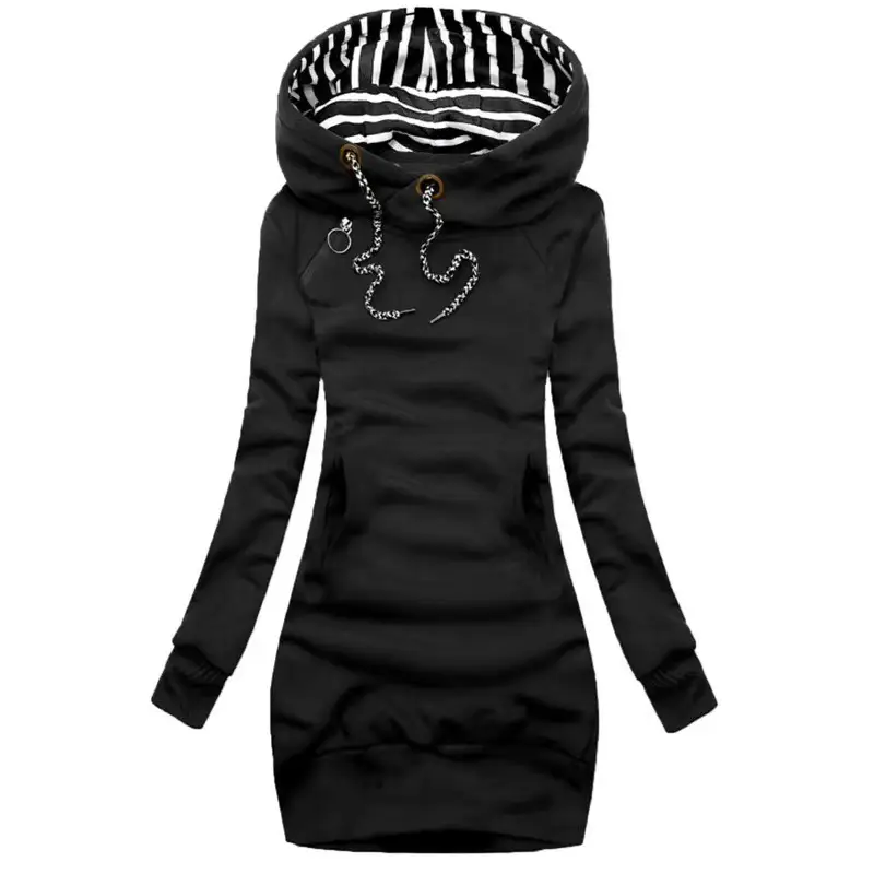 Women's Olive Green Hooded Sweatshirt Set Slim Fit Casual Winter Wear - Image 2