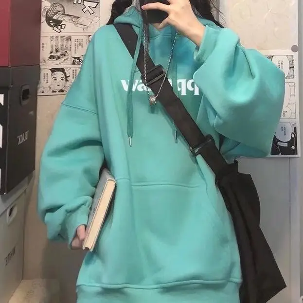 Pink Hooded Sweatshirt Plus Size Autumn Winter - Image 6