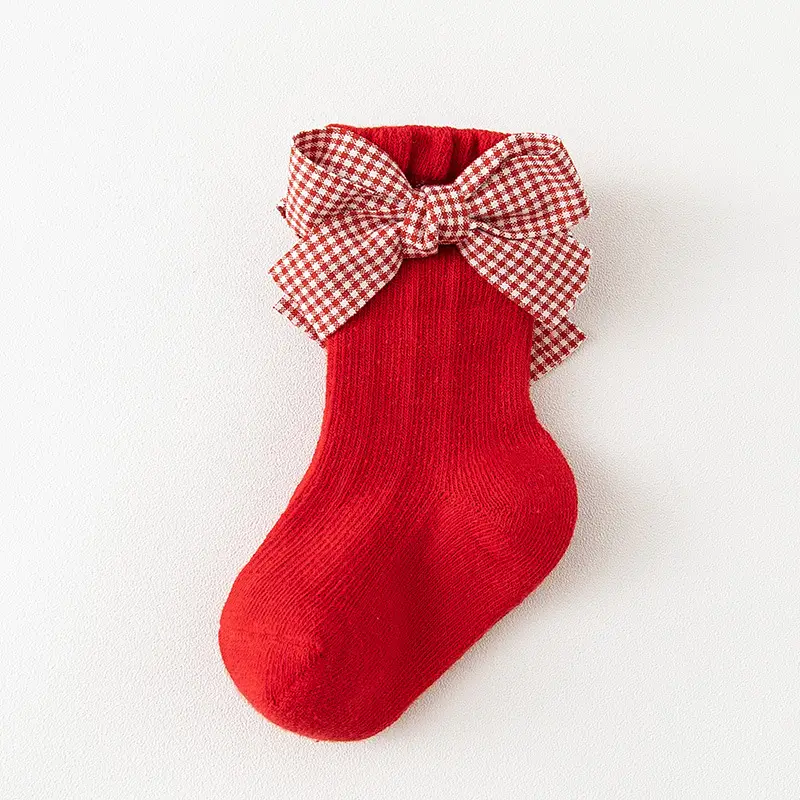 Red Bow Baby Socks 0-3Y Cotton Princess Design - Image 4