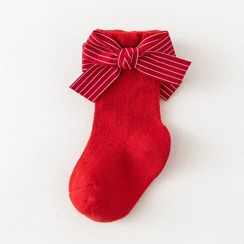 Red Bow Baby Socks 0-3Y Cotton Princess Design - Image 5