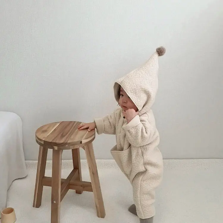 Thickened Hooded Plush Baby Suit for Boys Girls Autumn Warm - Image 4