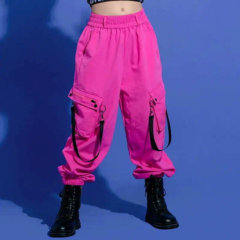 Girls Jazz Dance Costume Hiphop Hip Hop Suit Pink White