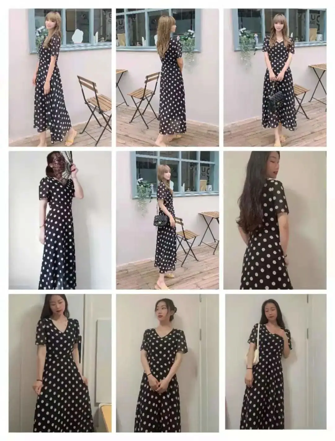 Women's Black Polka Dot Wave Point Midi Dress — feature 2