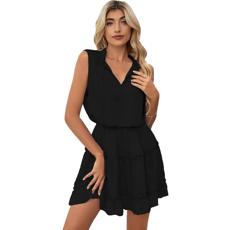 Light Blue V Neck Sleeveless Dress for Women