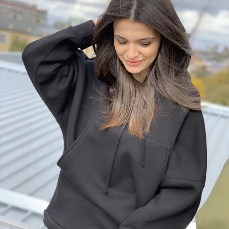 Women Pink Hooded Sweatshirt Set Winter Casual 2021 - Image 9