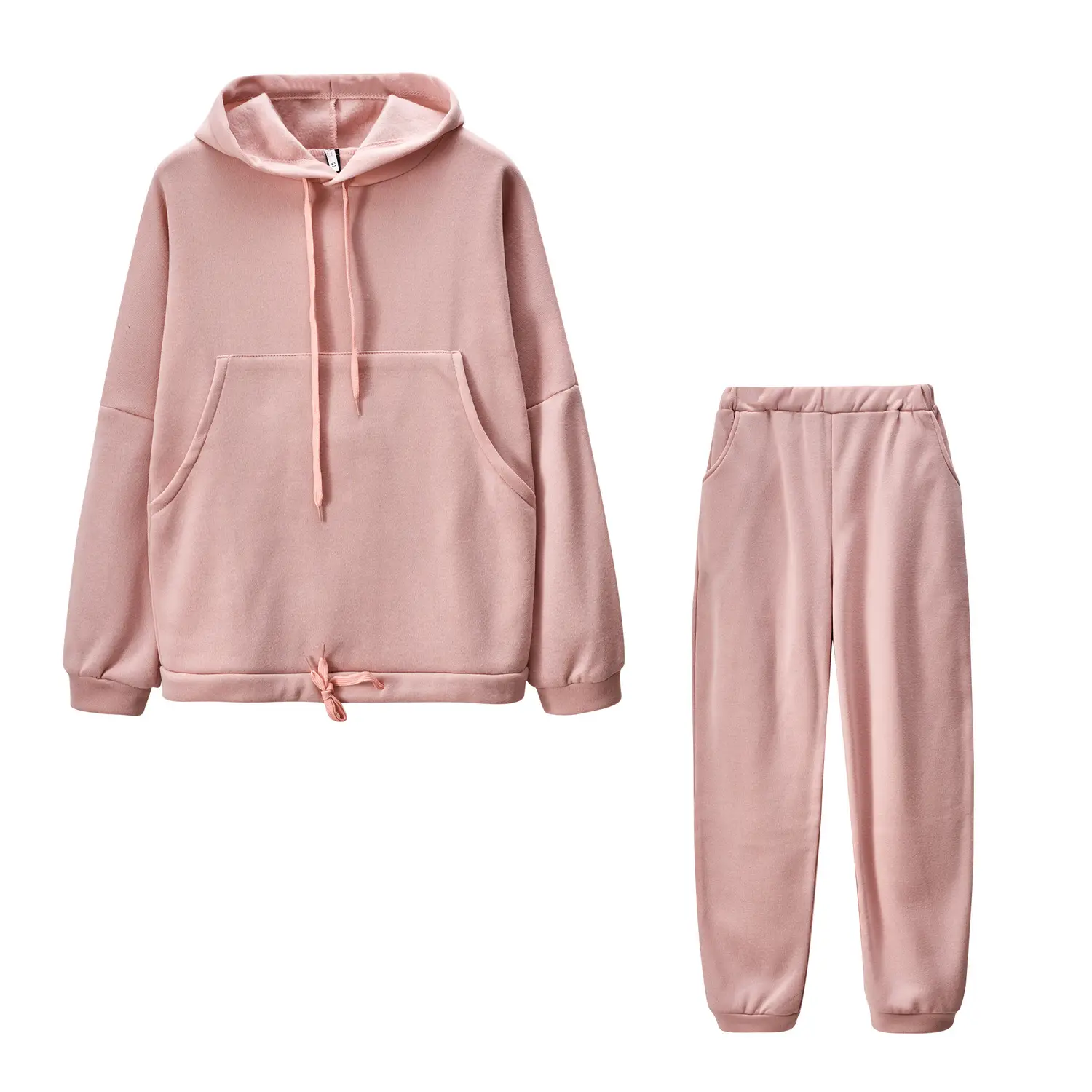 Women Pink Hooded Sweatshirt Set Winter Casual 2021 — feature 14