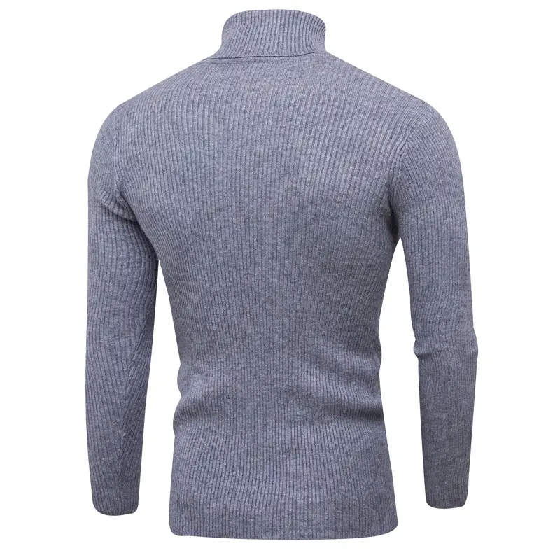 Men's Light Gray Waffle Knit Turtleneck 2021