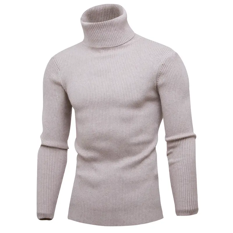 Men's Light Gray Waffle Knit Turtleneck 2021