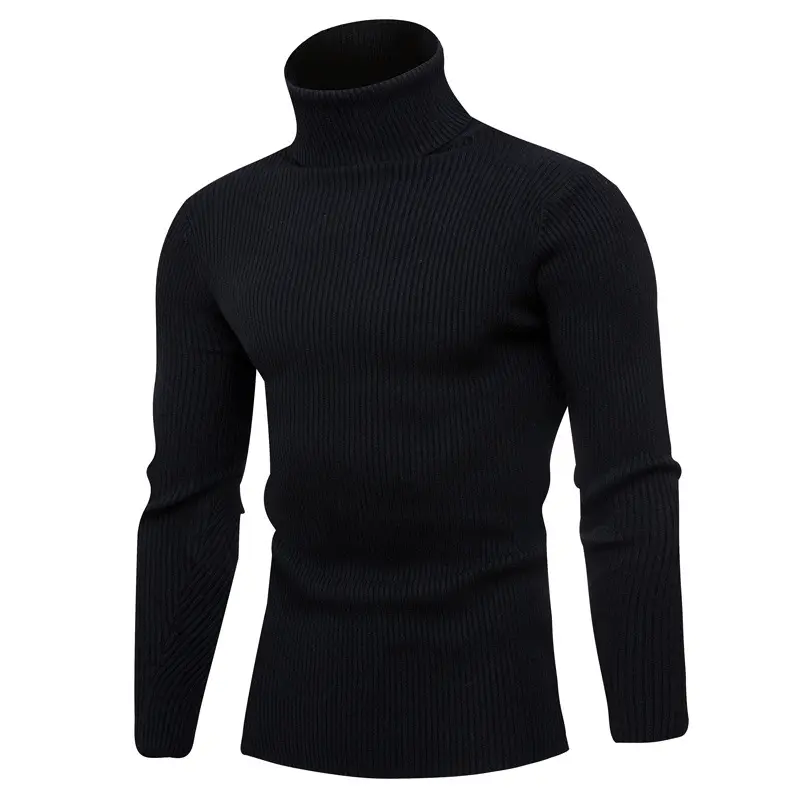 Men's Light Gray Waffle Knit Turtleneck 2021
