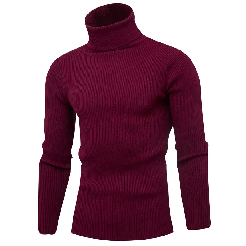 Men's Light Gray Waffle Knit Turtleneck 2021