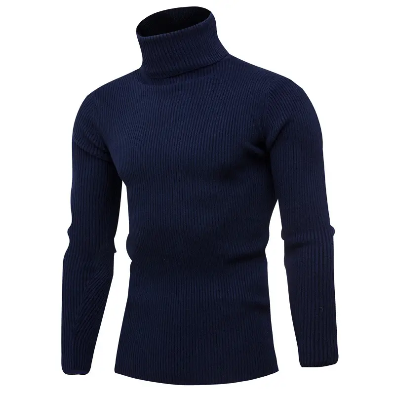 Men's Light Gray Waffle Knit Turtleneck 2021