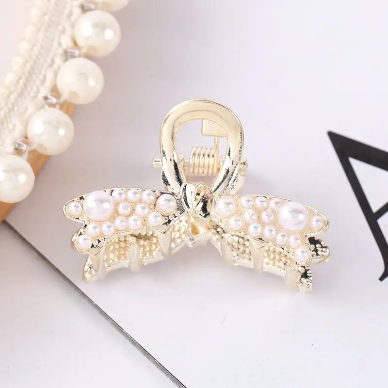 Korean Style Pearl Bow Hair Clips for Women - Image 19