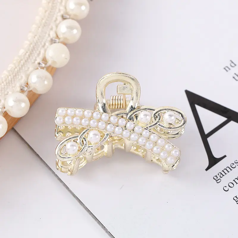 Korean Style Pearl Bow Hair Clips for Women - Image 22
