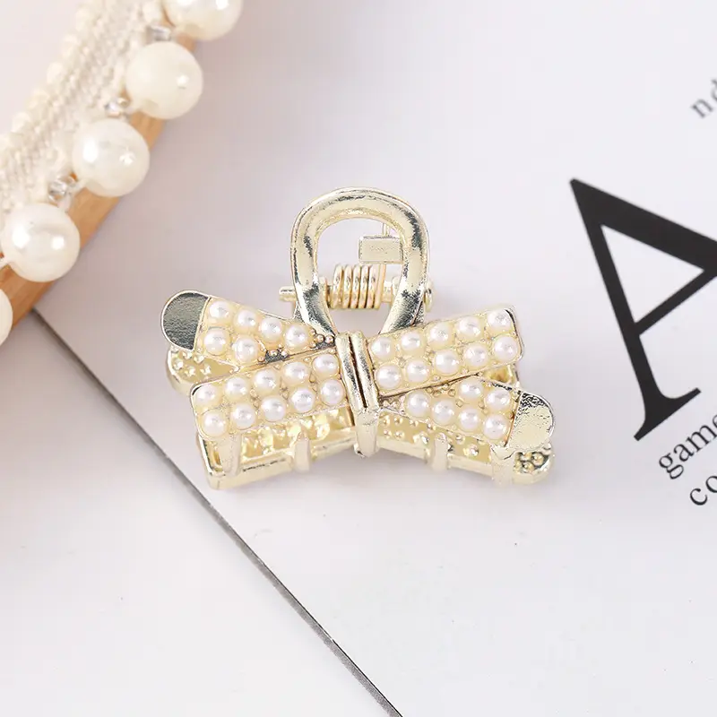 Korean Style Pearl Bow Hair Clips for Women - Image 24