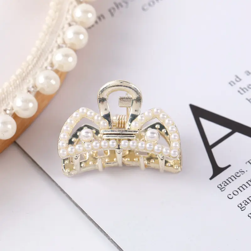 Korean Style Pearl Bow Hair Clips for Women - Image 28