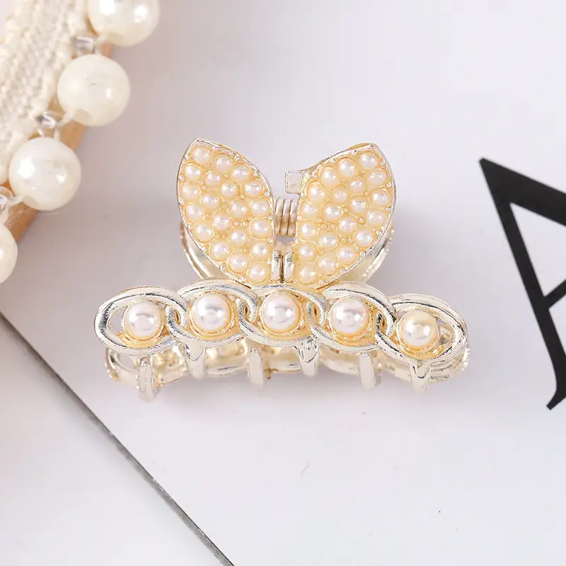 Korean Style Pearl Bow Hair Clips for Women - Image 8