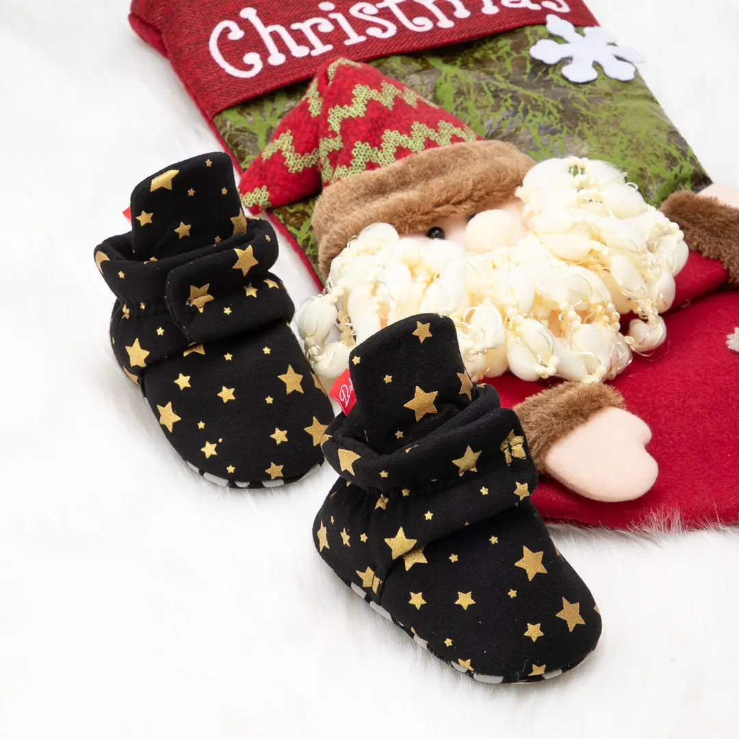 Cross-border Hot Sale Winter Christmas Element Casual Toddler Shoes Non-slip Soft Sole Baby Shoes Baby Shoes