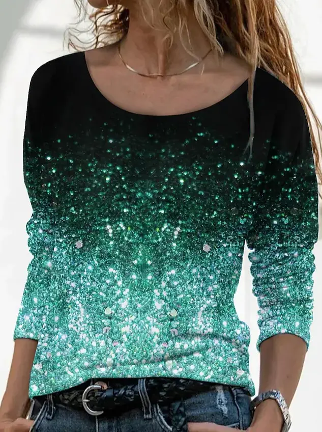3D Printed Long Sleeve T-Shirt for Women Purple Floral - Image 11