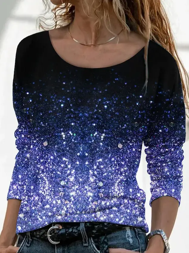 3D Printed Long Sleeve T-Shirt for Women Purple Floral - Image 9