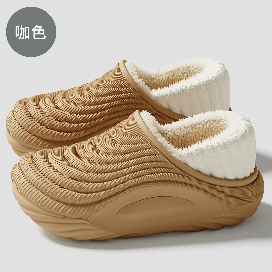 Eva Waterproof Cotton Slippers for Women in Winter, with Heel Cover, Fleece-Lined, Thickened, Warm, Men's Indoor Home Cotton Shoes for Winter - Image 3