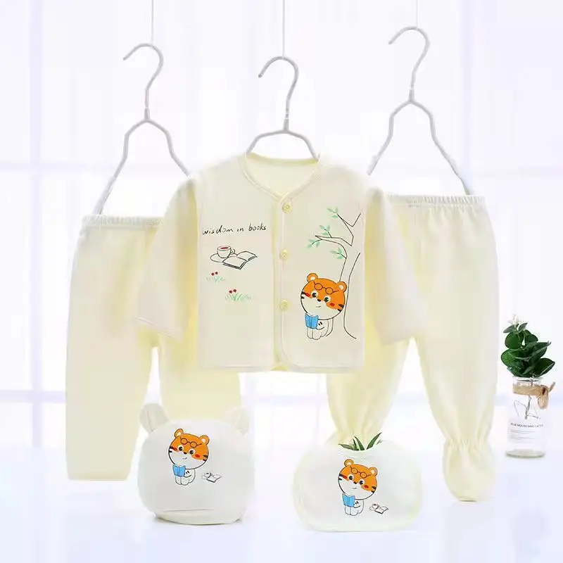 Forty Combed Cotton Baby Five-Piece Set Yellow