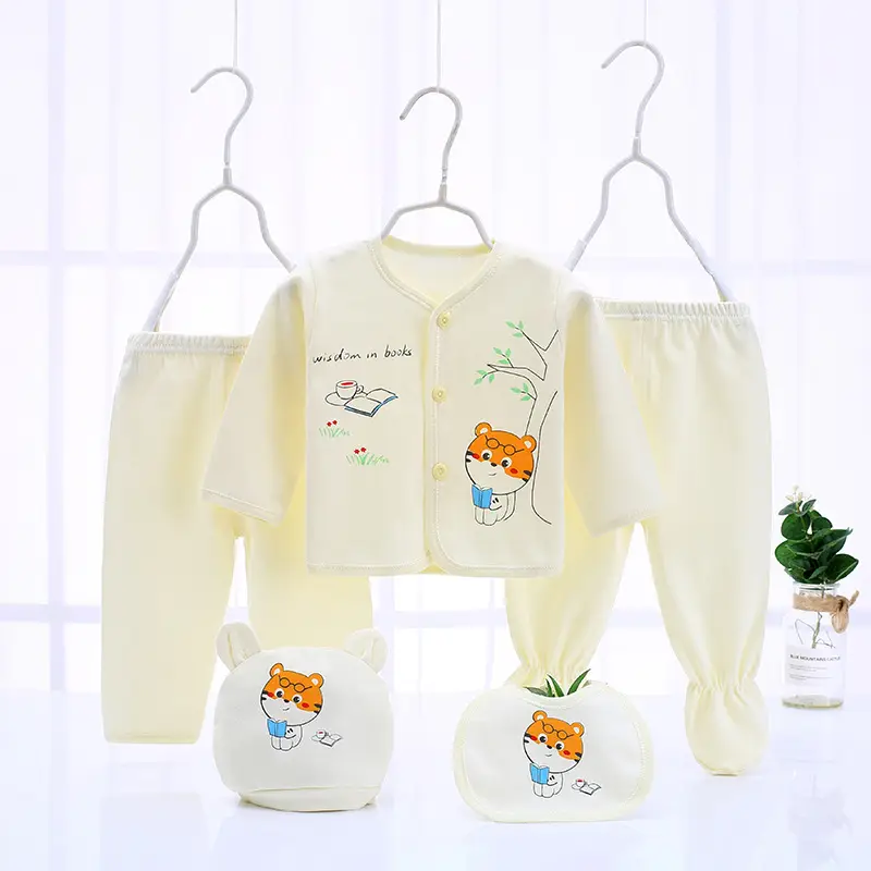 Forty Combed Cotton Baby Five-Piece Set Yellow