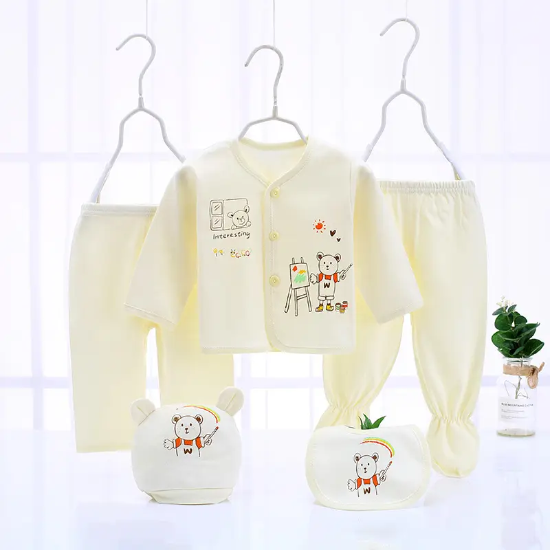 Forty Combed Cotton Baby Five-Piece Set Yellow