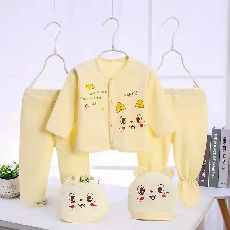 Forty Combed Cotton Baby Five-Piece Set Yellow
