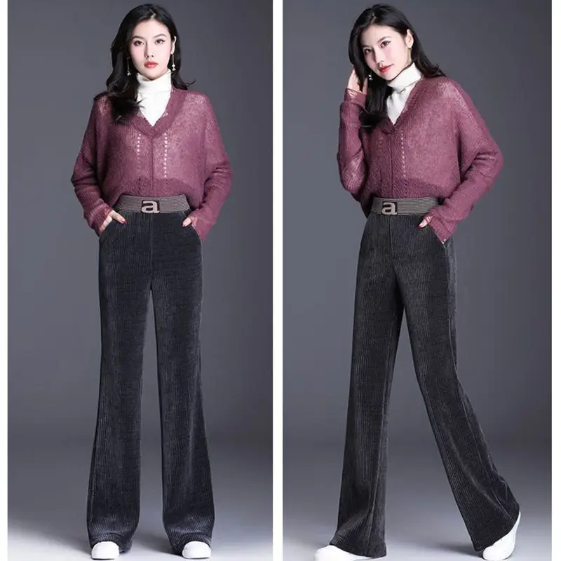 Winter Warm Wide Leg Lamb Velvet Pants Women - Image 12