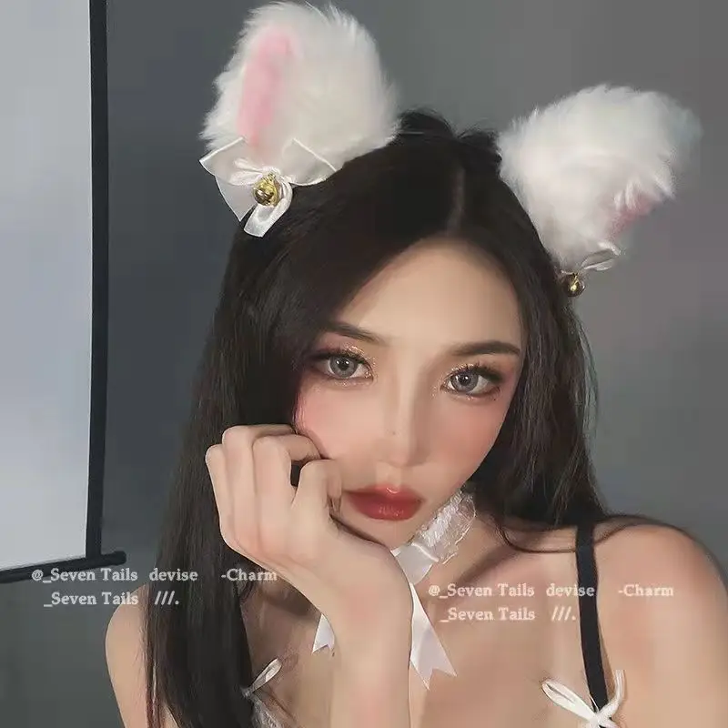 Plush Cat Ears Headband for Women Black - Image 2