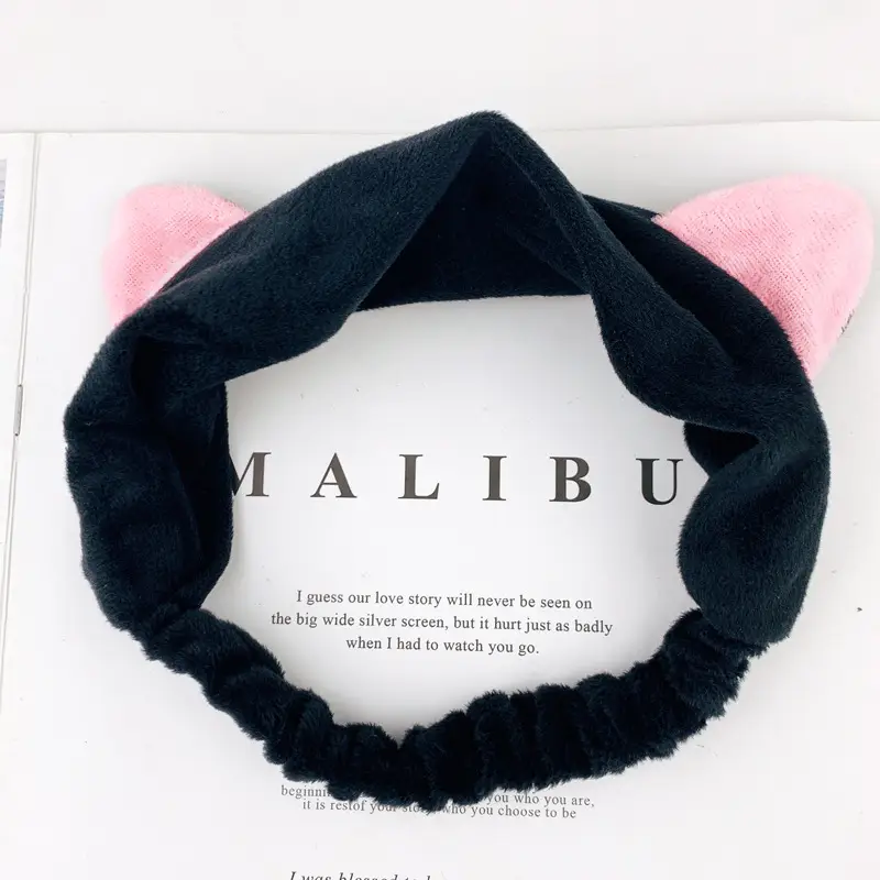 Plush Cat Ears Headband for Women Black - Image 12