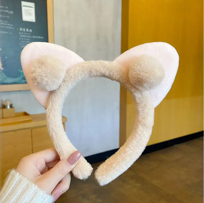 Plush Cat Ears Headband for Women Black - Image 9