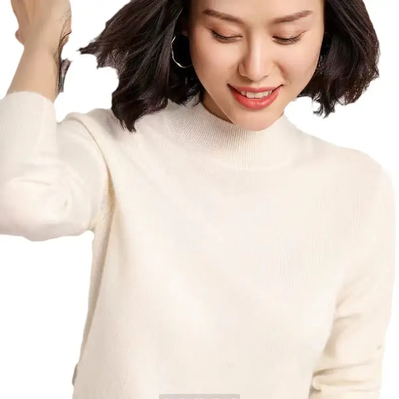 Women Wool Half-Turtleneck Sweater Teal 2021 - Image 16