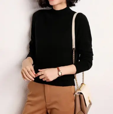 Women Wool Half-Turtleneck Sweater Teal 2021 - Image 4