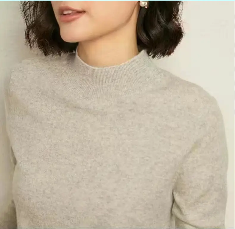 Women Wool Half-Turtleneck Sweater Teal 2021 - Image 7
