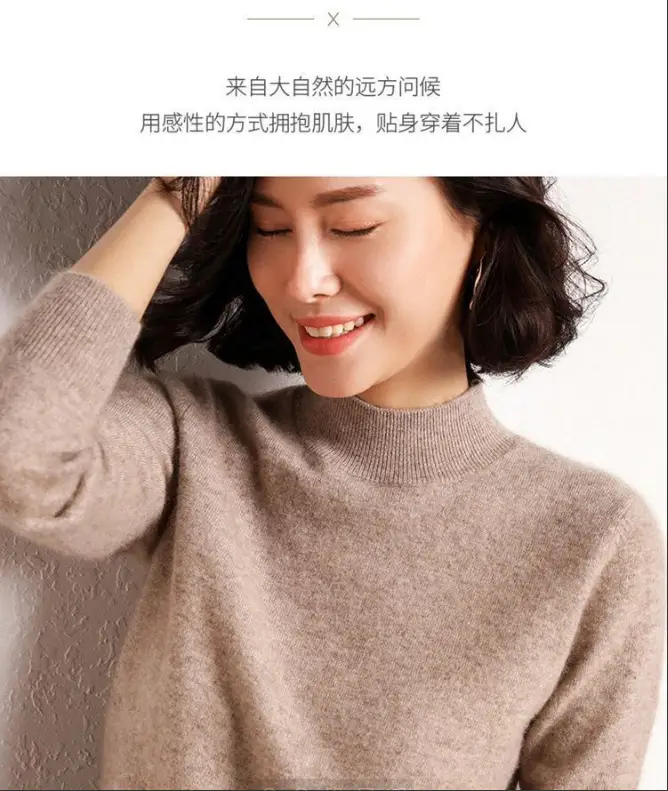 Women Wool Half-Turtleneck Sweater Teal 2021 - Image 8