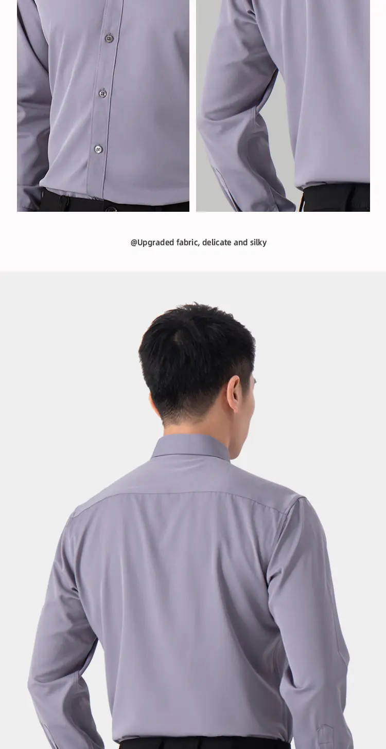 New Men's Elastic No-Iron Long-Sleeved Professional Shirt Cross-Border European and American Solid Color Interview Formal Business White Shirt — feature 11