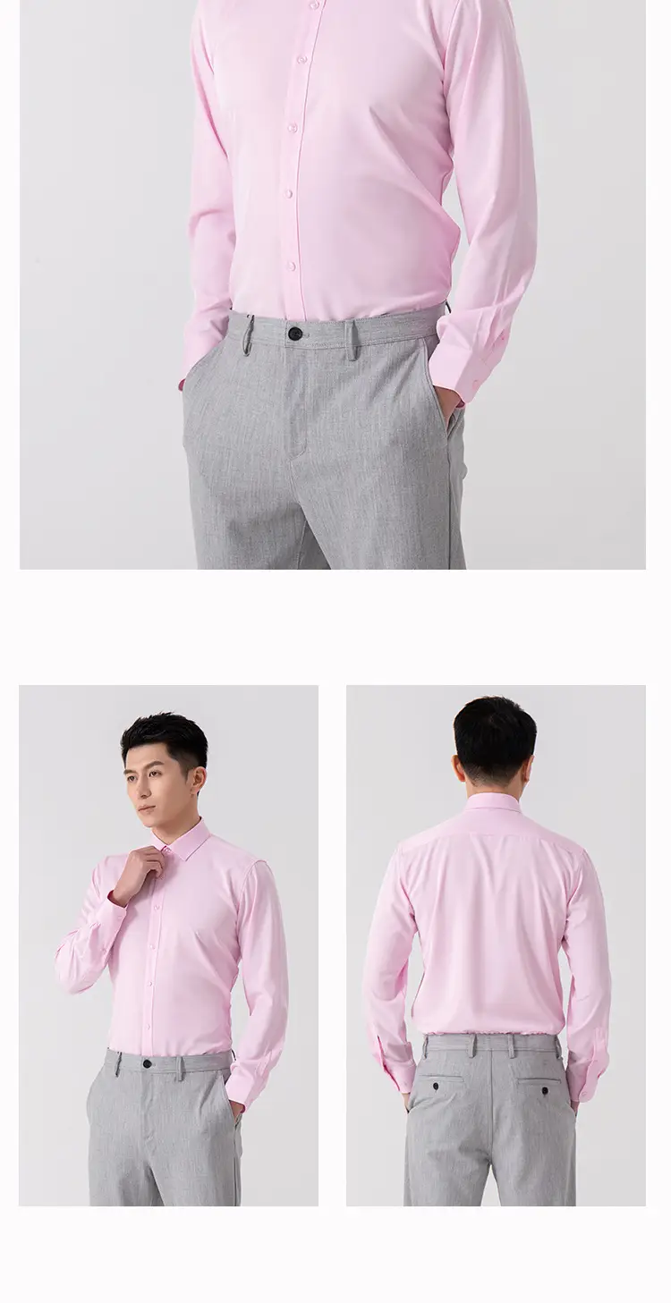 New Men's Elastic No-Iron Long-Sleeved Professional Shirt Cross-Border European and American Solid Color Interview Formal Business White Shirt — feature 15