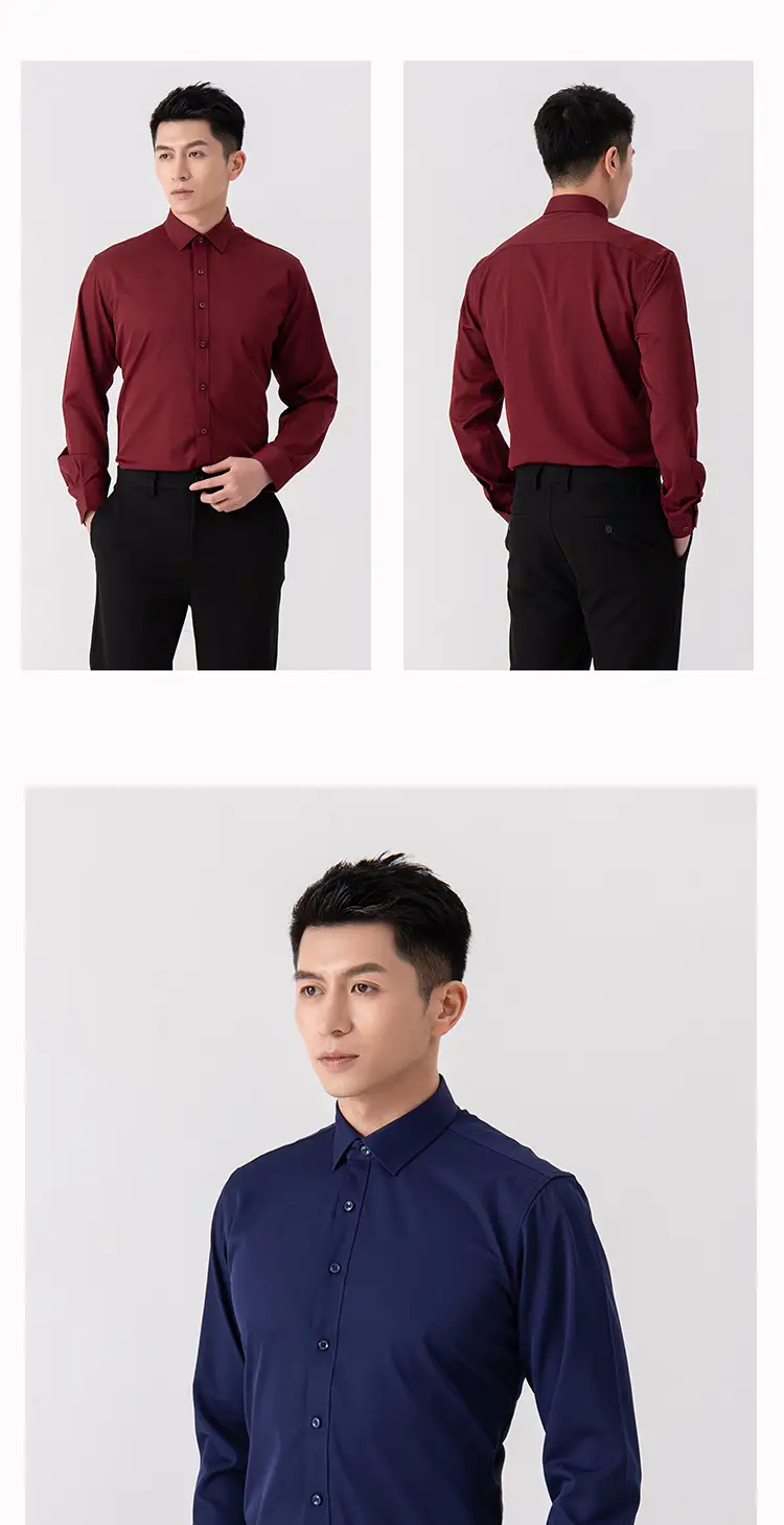 New Men's Elastic No-Iron Long-Sleeved Professional Shirt Cross-Border European and American Solid Color Interview Formal Business White Shirt — feature 18