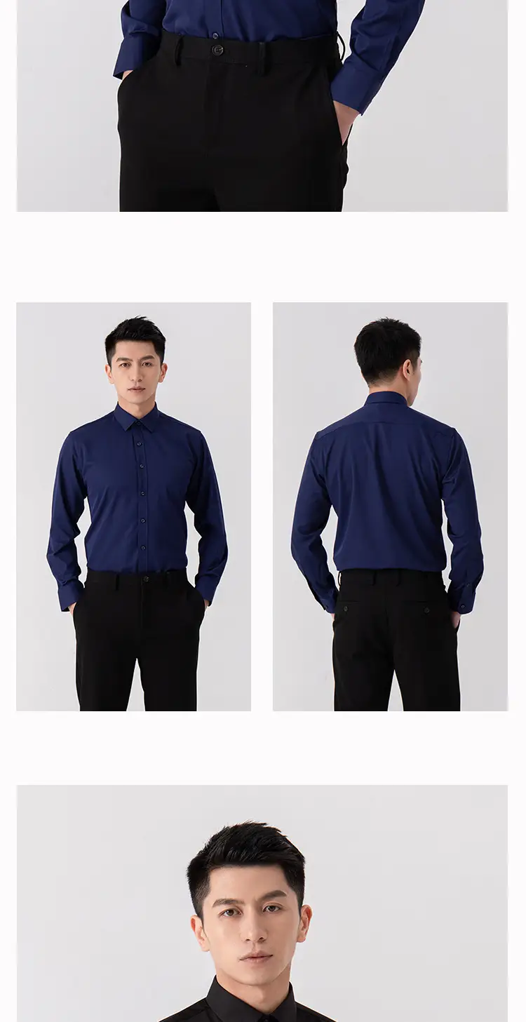 New Men's Elastic No-Iron Long-Sleeved Professional Shirt Cross-Border European and American Solid Color Interview Formal Business White Shirt — feature 19